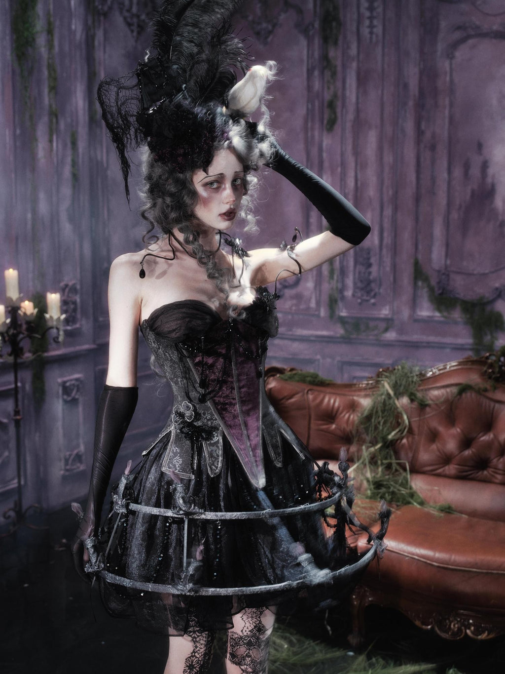 BLOOD SUPPLY Gothic Butterfly Ghost Corset Polyester Women's Tube Tops