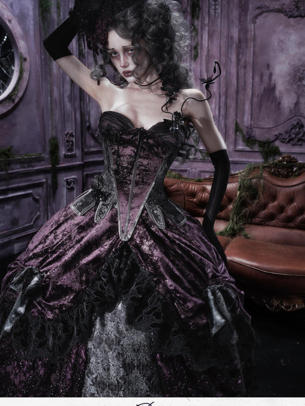 BLOOD SUPPLY Gothic Butterfly Ghost Corset Polyester Women's Tube Tops