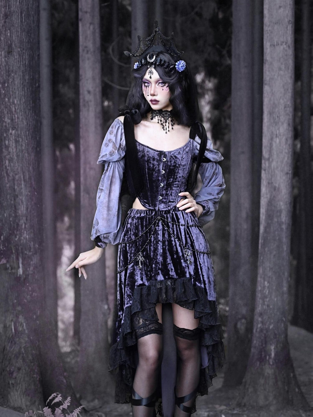 BLOOD SUPPLY Gothic Corset Lace Up Adjustable Women's Polypropylene Long Sleeve T-shirts