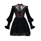 BLOOD_SUPPLY_Gothic_Dark_Red_Drawstring_Velvet_Puff_Sleeve_Lace_Women's_Midi_Dresses_685042170975_MISSTT
