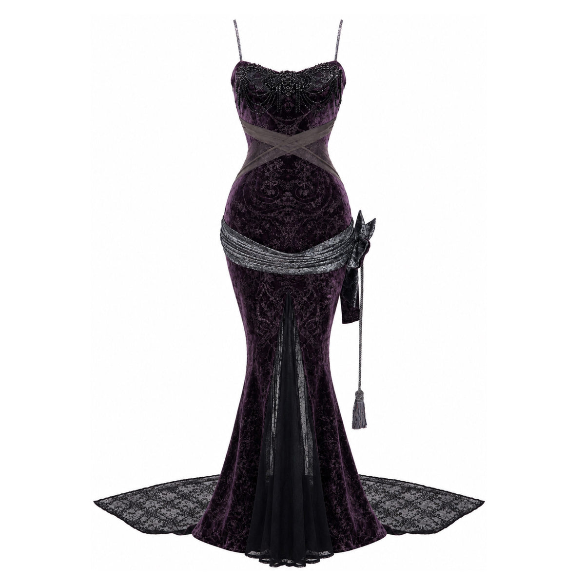 BLOOD_SUPPLY_Gothic_Dark_Velvet_Mermaid_Women's_Polyester_Slip_Maxi_Dresses_1080150732913_MISSTT