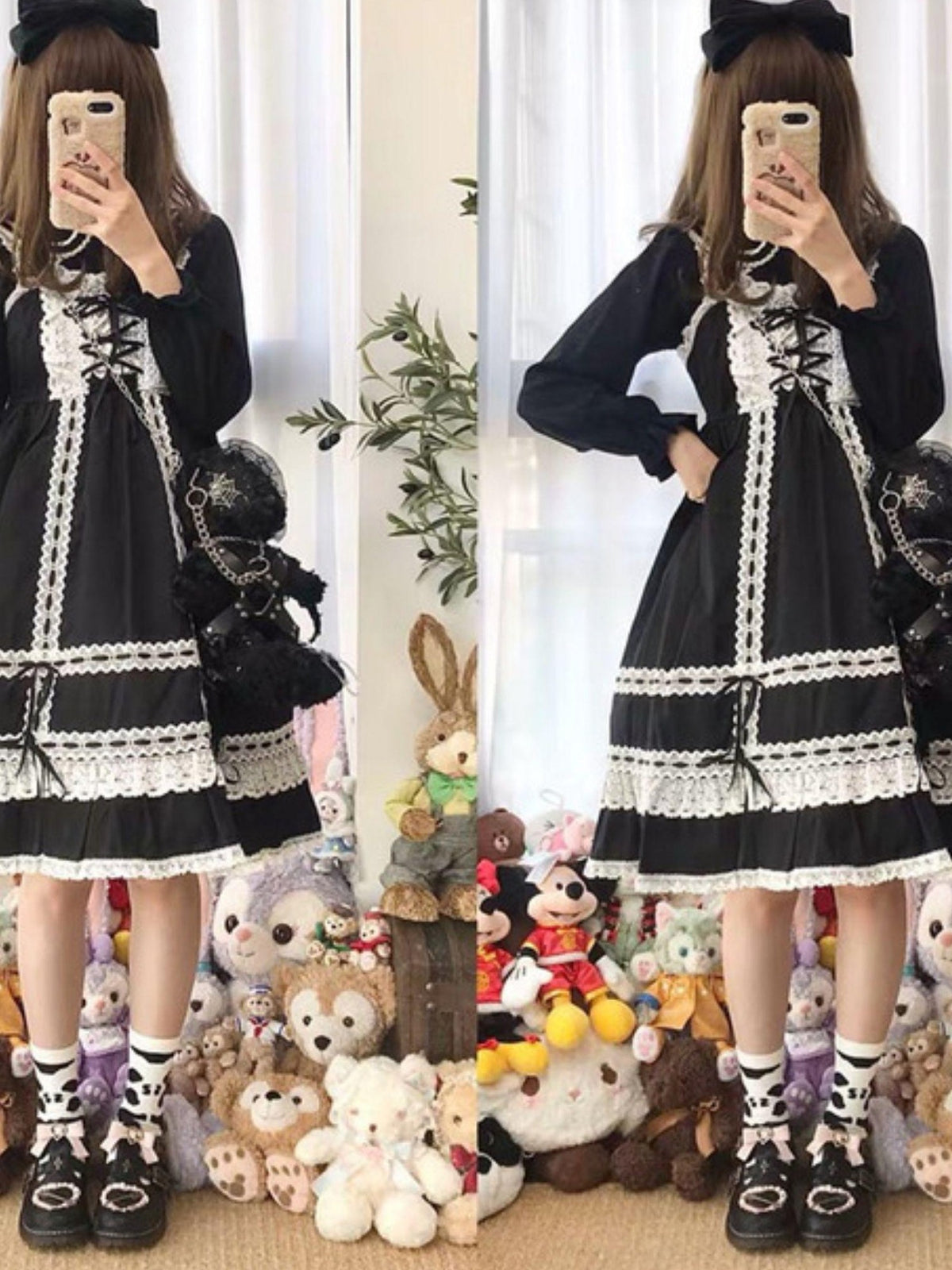 BLOOD SUPPLY Gothic Lolita Bear Shaped Handmade Women's Cotton Shoulder Bags