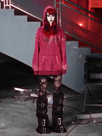 BLOOD SUPPLY Gothic Print Distressed Ripped Long Sleeve Women's Cotton Hoodies