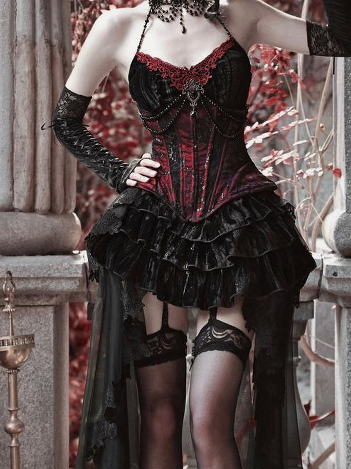 BLOOD SUPPLY Gothic Velvet Corset Bustier Women's Polyester Slip Mini Dresses
