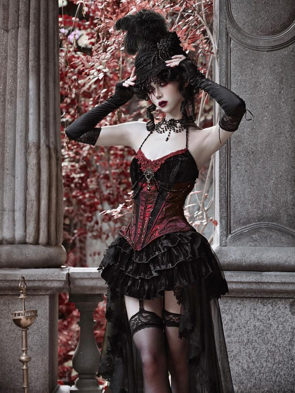 BLOOD SUPPLY Gothic Velvet Corset Bustier Women's Polyester Slip Mini Dresses