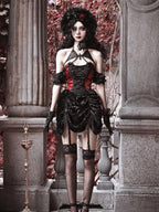 BLOOD SUPPLY Gothic Velvet Lace Up Halter H Line Women's Slip Mini Dresses