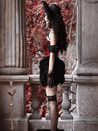 BLOOD SUPPLY Gothic Velvet Lace Up Halter H Line Women's Slip Mini Dresses