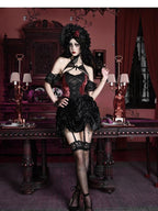 BLOOD SUPPLY Gothic Velvet Lace Up Halter H Line Women's Slip Mini Dresses