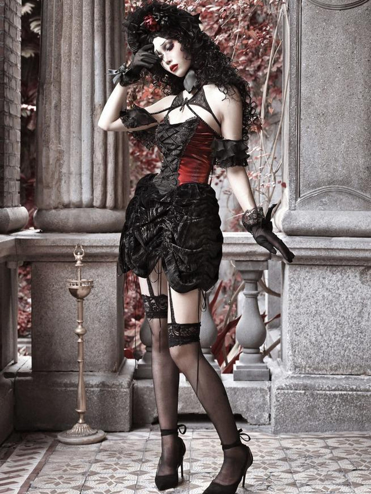 BLOOD SUPPLY Gothic Velvet Lace Up Halter H Line Women's Slip Mini Dresses