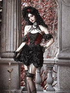 BLOOD SUPPLY Gothic Velvet Lace Up Halter H Line Women's Slip Mini Dresses