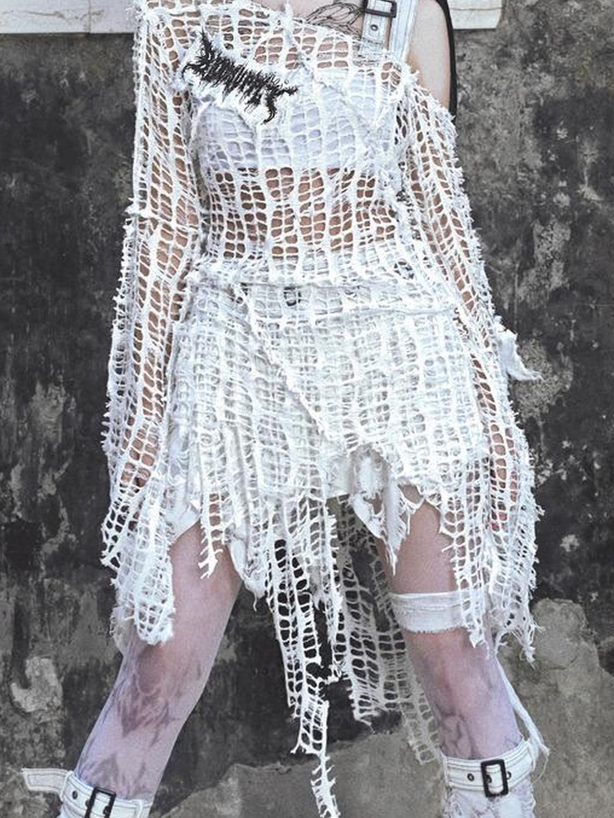 BLOOD SUPPLY Knit Distressed Stretch Punk Women's Ponchos