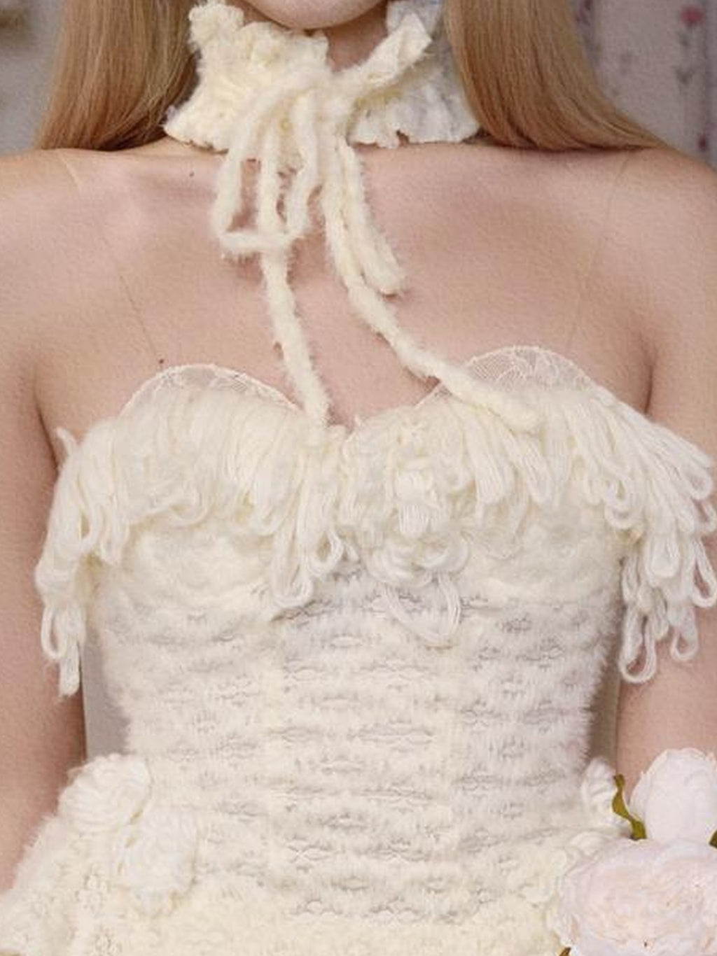BLOOD SUPPLY Lace Knit High Neck Princess Camisoles Women's Knitwear Camisoles