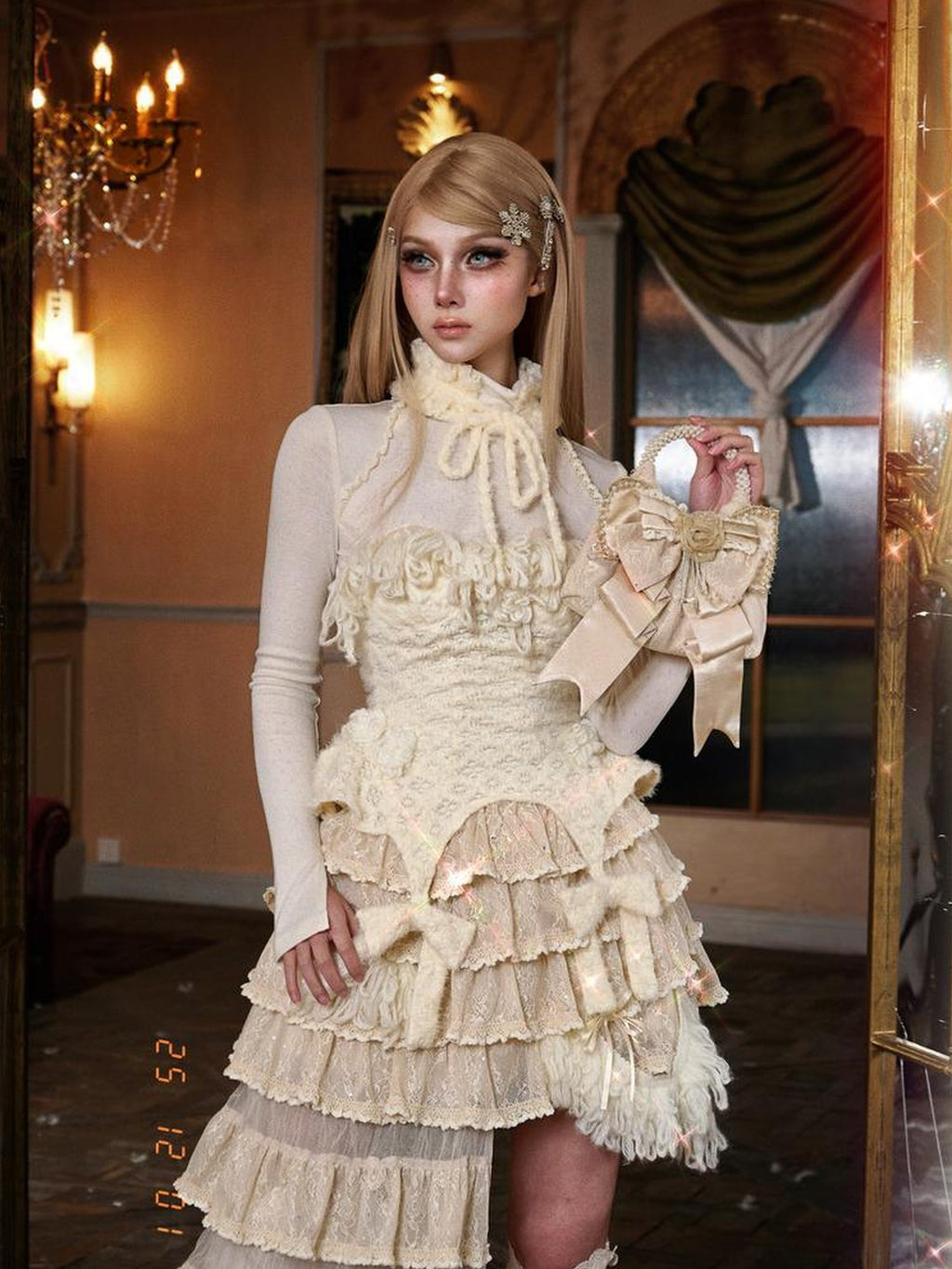 BLOOD SUPPLY Lace Knit High Neck Princess Camisoles Women's Knitwear Camisoles