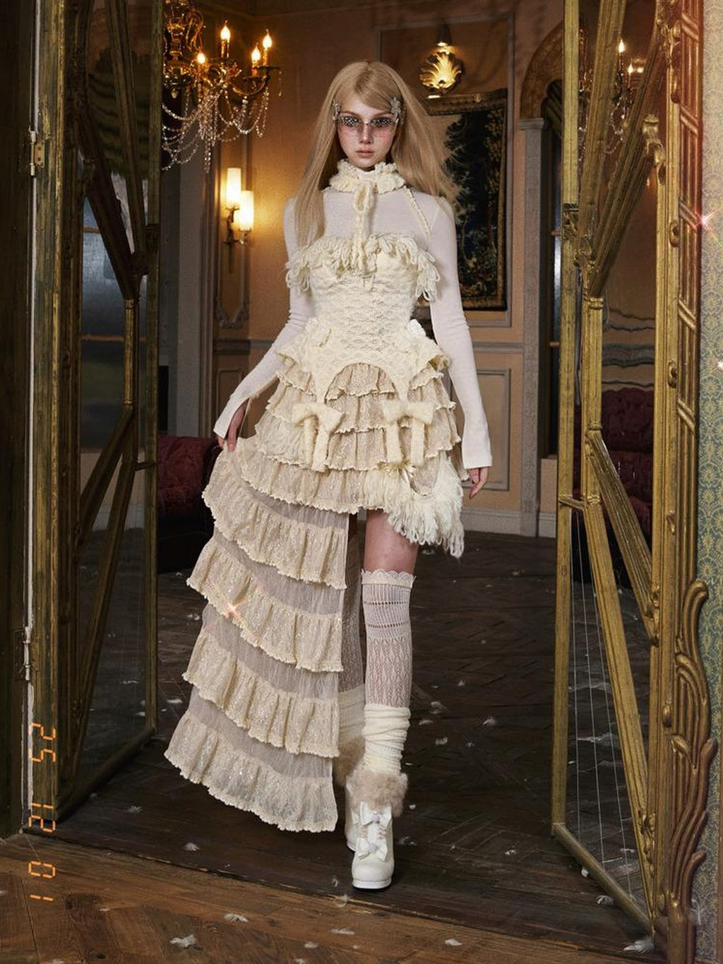 BLOOD SUPPLY Lace Knit High Neck Princess Camisoles Women's Knitwear Camisoles