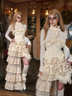BLOOD SUPPLY Lace Knit High Neck Princess Camisoles Women's Knitwear Camisoles