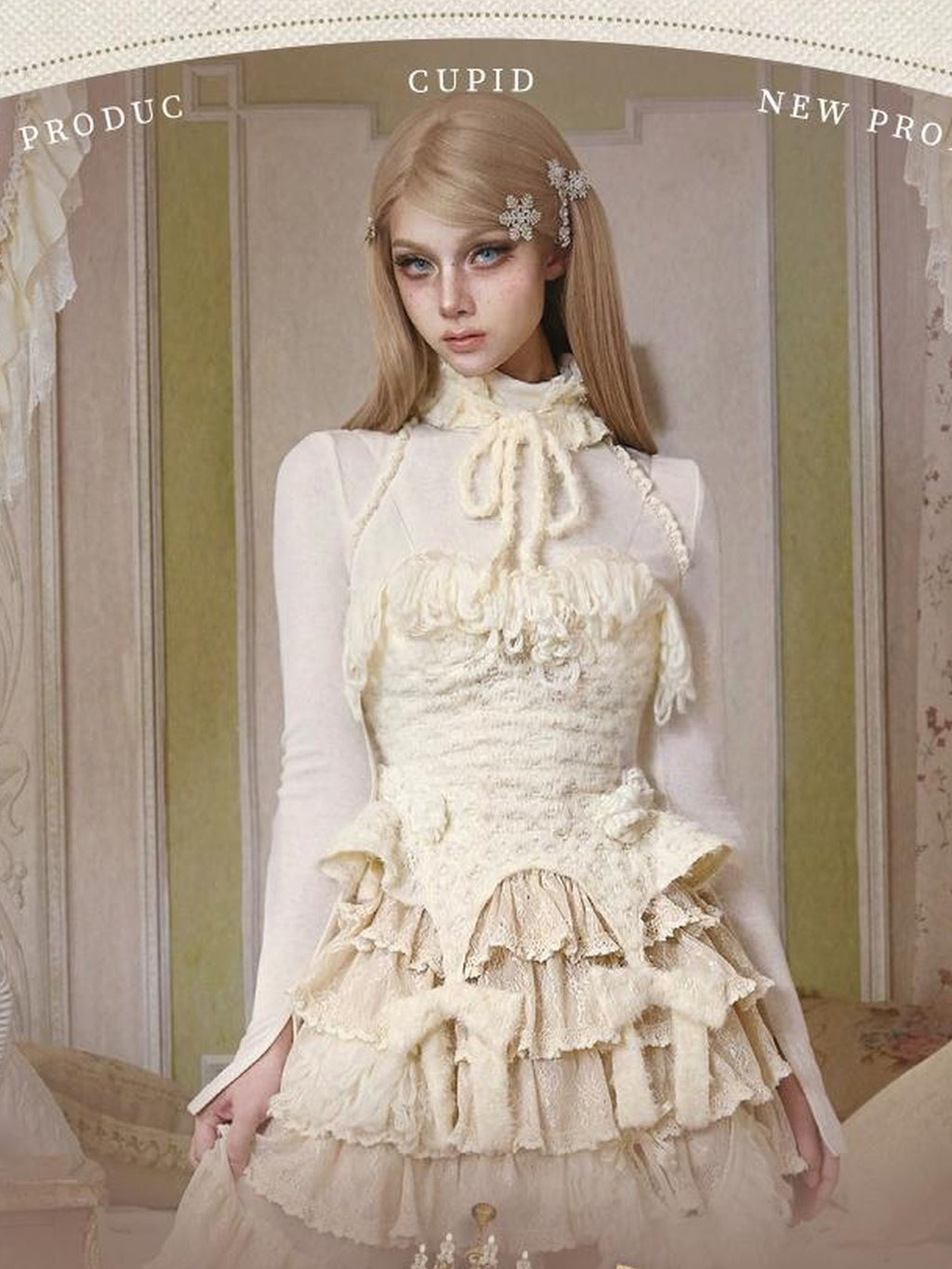 BLOOD SUPPLY Lace Knit High Neck Princess Camisoles Women's Knitwear Camisoles