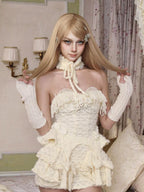 BLOOD SUPPLY Princess Knit Lace Ruffle Pleated Women's Polyester Skorts