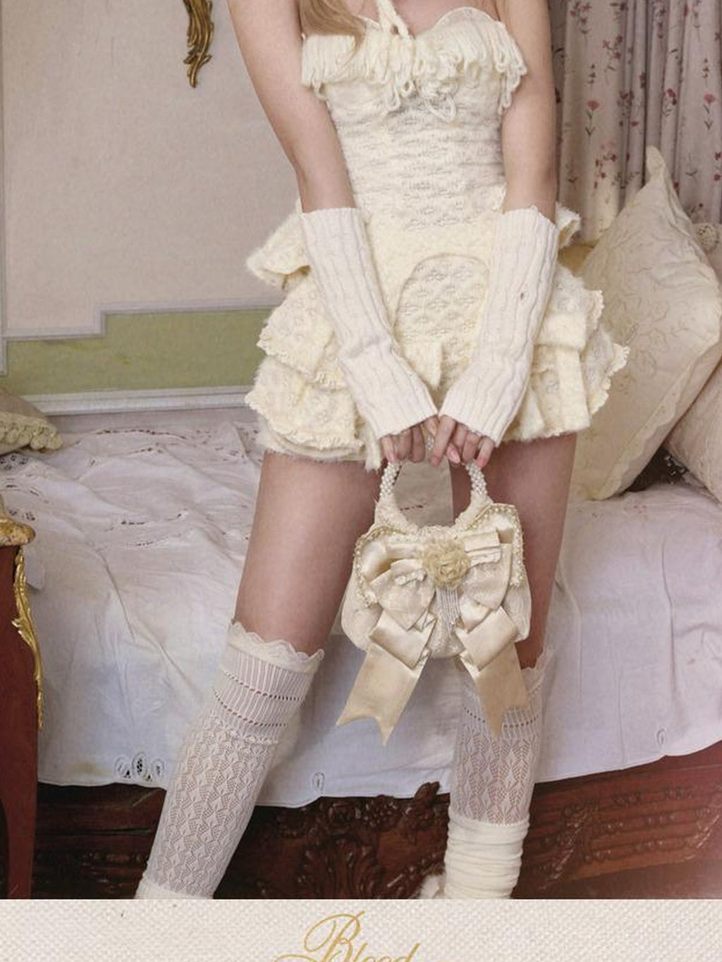 BLOOD SUPPLY Princess Knit Lace Ruffle Pleated Women's Polyester Skorts