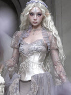 BLOOD SUPPLY Silver Elf Armor Corset Buckle Women's Polyester Tube Tops
