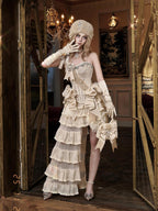 BLOOD SUPPLY Sparkling Rhinestone Fishbone Princess Style Women's Polyester Slip Midi Dresses
