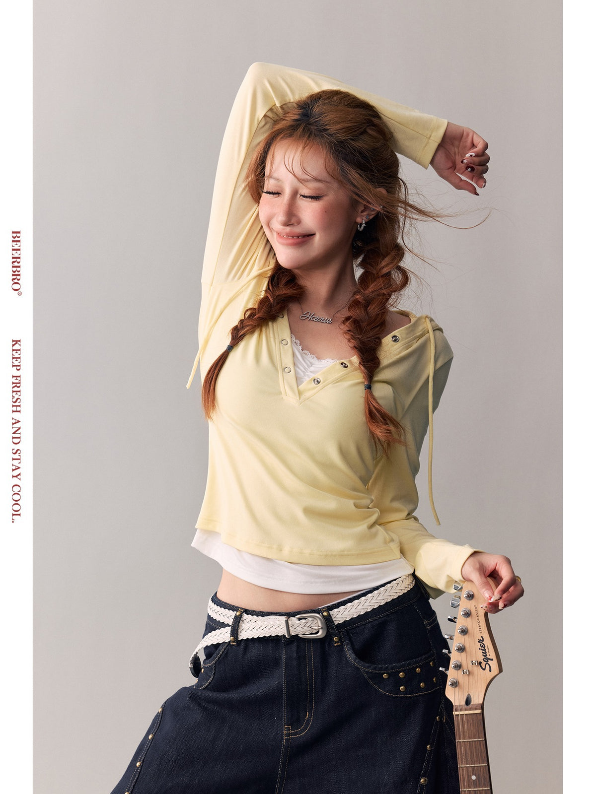 BeerBro_Color_Block_Faux_Layered_Hooded_Knit_Women's_Lyocell_Long_Sleeve_T-shirts_1007081233161_MISSTT