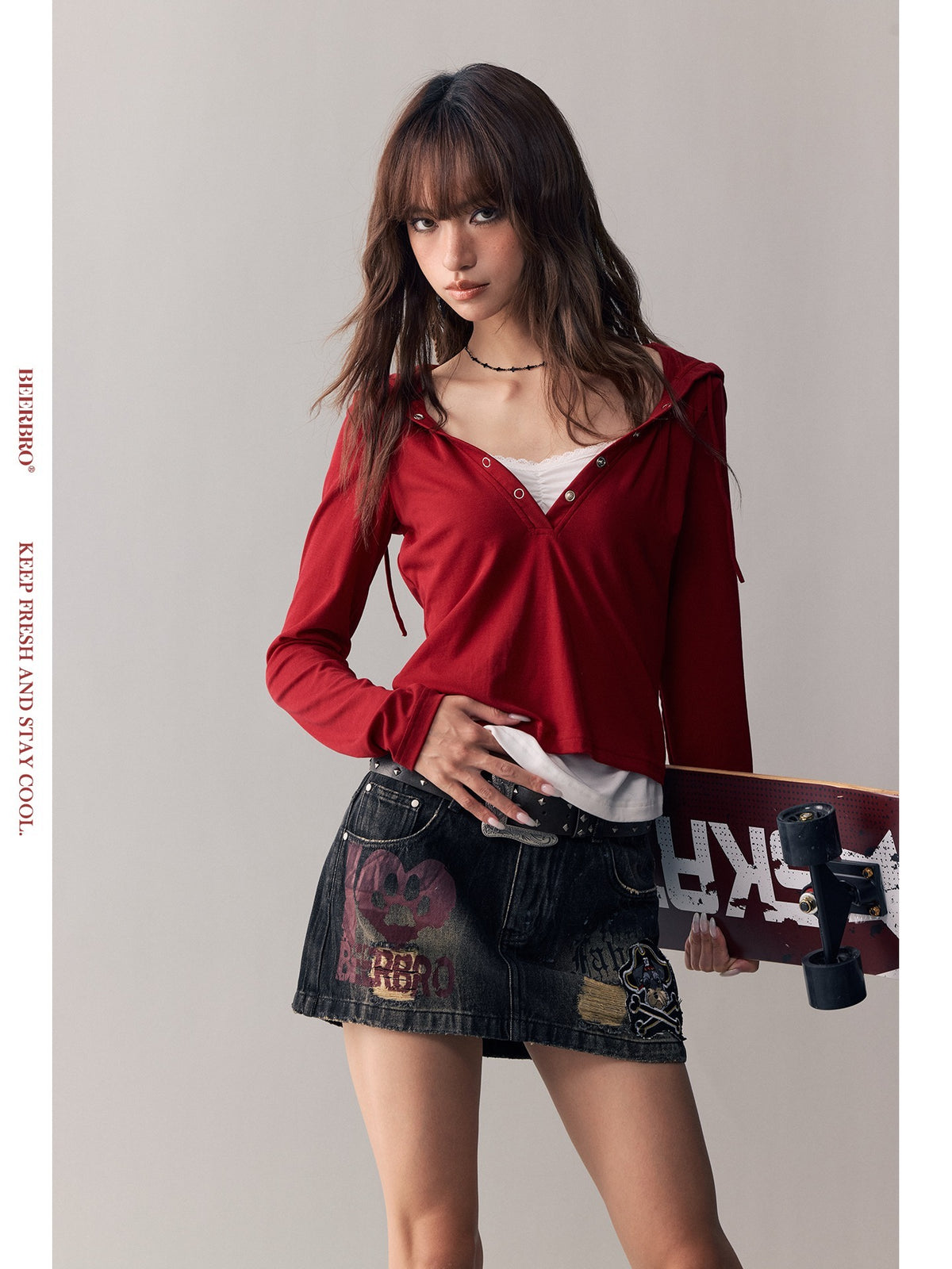 BeerBro_Color_Block_Faux_Layered_Hooded_Knit_Women's_Lyocell_Long_Sleeve_T-shirts_1007081233161_MISSTT