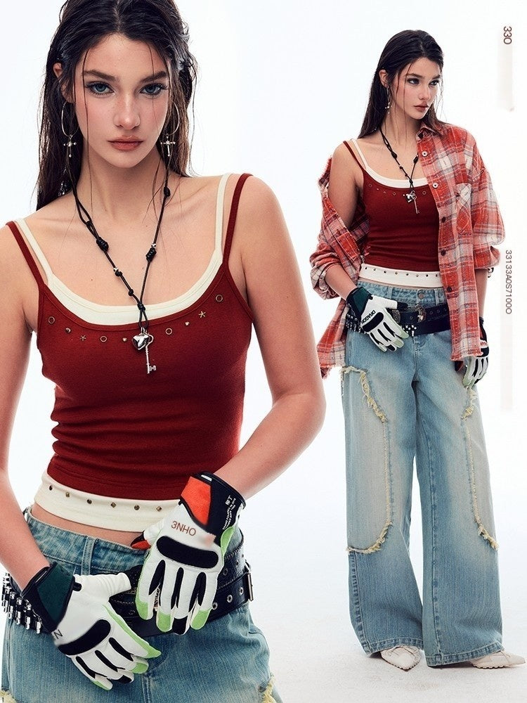 BeerBro_Color_Block_Faux_Layered_Hotfix_Slim_Fit_Acrylic_Women's_Camisoles_869773359742_MISSTT