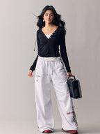 BeerBro Cross Print Studded Cotton Women's Straight Pants