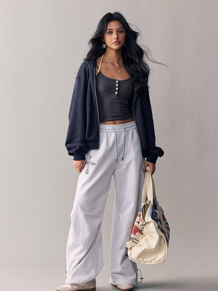 BeerBro Cross Print Studded Cotton Women's Straight Pants