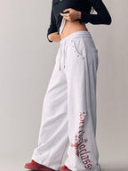 BeerBro Cross Print Studded Cotton Women's Straight Pants