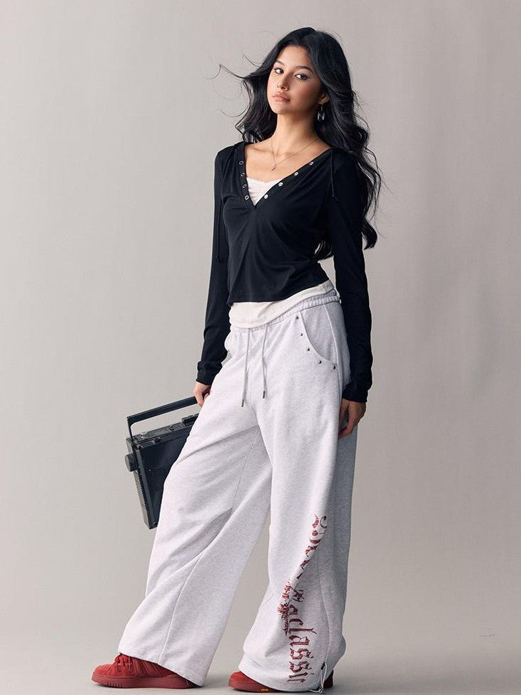 BeerBro Cross Print Studded Cotton Women's Straight Pants