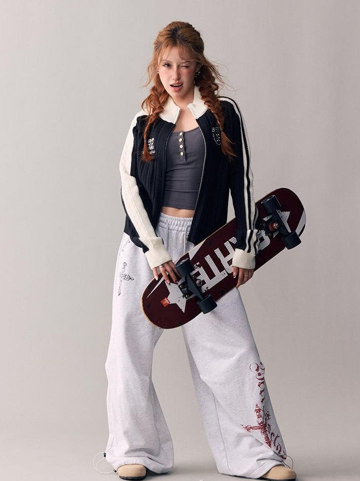 BeerBro Cross Print Studded Cotton Women's Straight Pants