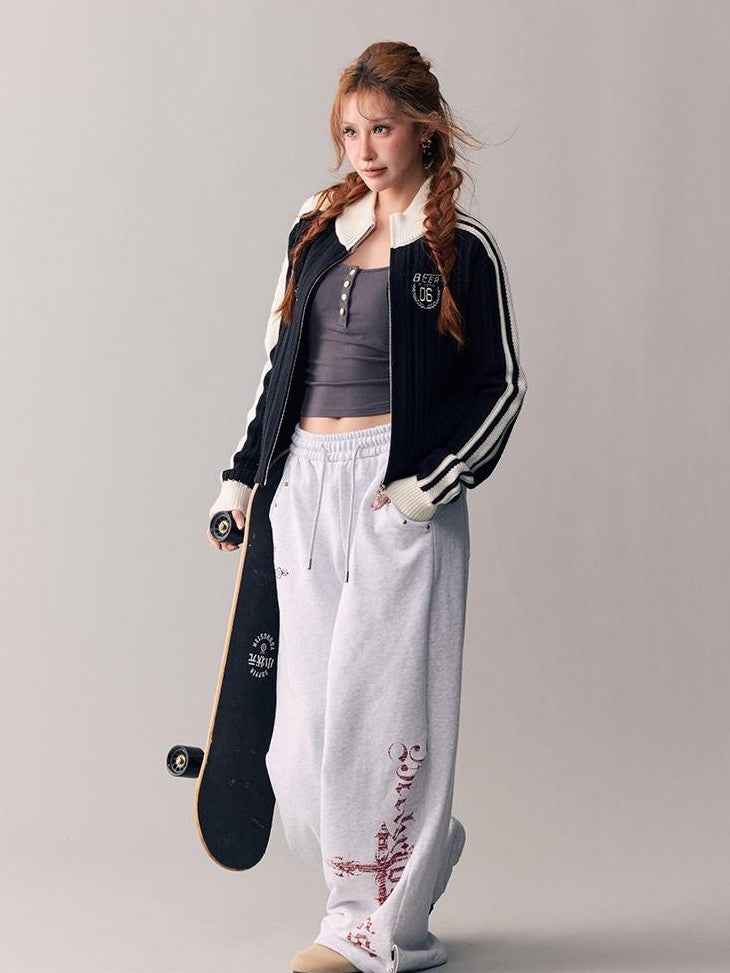 BeerBro Cross Print Studded Cotton Women's Straight Pants