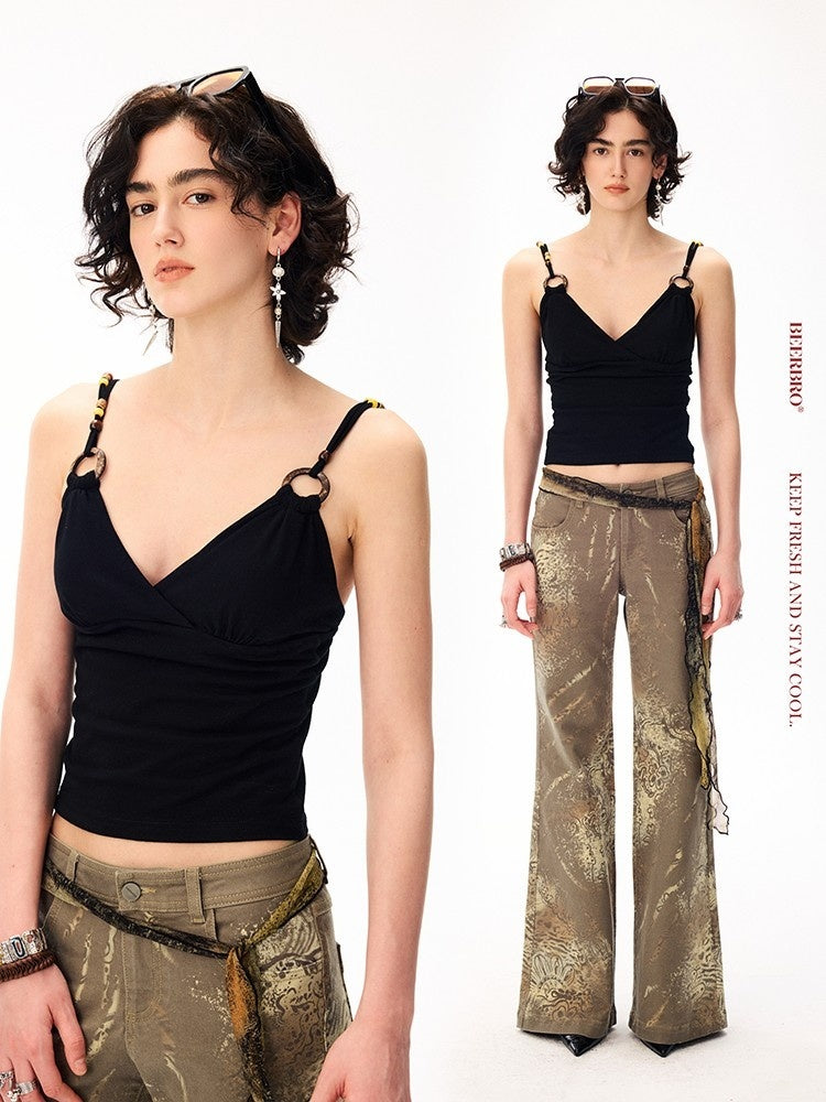 BeerBro_Embroidered_Print_Asymmetric_Neck_Loose_Fit_Women's_Lyocell_Cotton_Short_Sleeve_T-shirts_891568971377_MISSTT