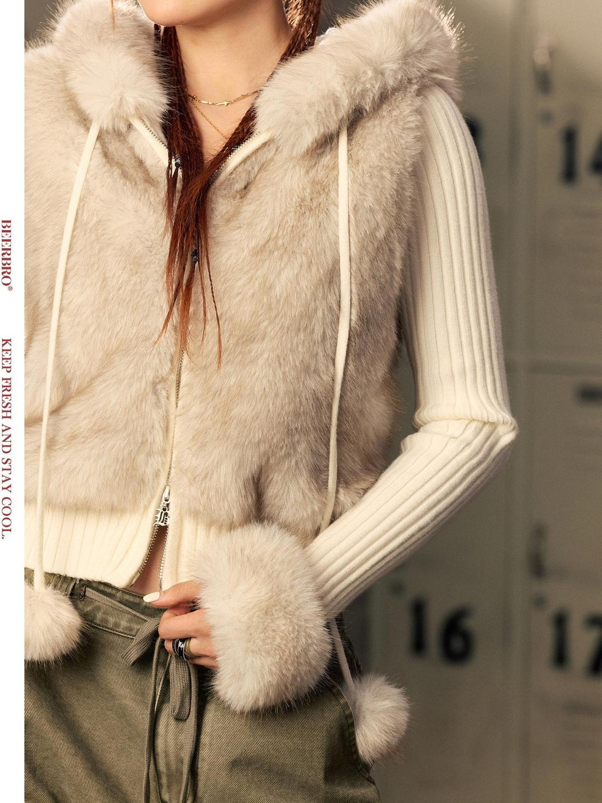 BeerBro Hooded Fleece Panel Zip Slim Fit Women's Knit Cardigans