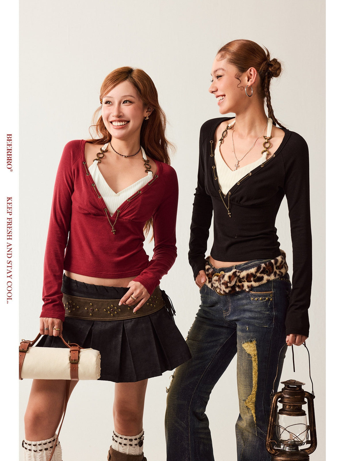 BeerBro_Slim_Fit_Print_Halter_V-neck_Women's_Lyocell_Wool_Long_Sleeve_T-shirts_1001316899196_MISSTT