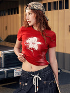 BeerBro Streetwear Puff Print Slim Fit Cotton Women's Short Sleeve T-shirts