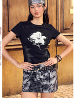 BeerBro Streetwear Puff Print Slim Fit Cotton Women's Short Sleeve T-shirts