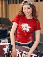 BeerBro Streetwear Puff Print Slim Fit Cotton Women's Short Sleeve T-shirts