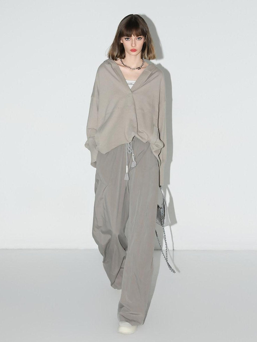 COCOBELLA 100 Percent Cotton Loose Patchwork Ribbed Pocket Street Pullover Hoodies