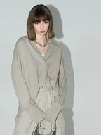 COCOBELLA 100 Percent Cotton Loose Patchwork Ribbed Pocket Street Pullover Hoodies