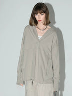 COCOBELLA 100 Percent Cotton Loose Patchwork Ribbed Pocket Street Pullover Hoodies