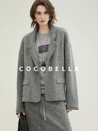 COCOBELLA 100% Wool Lined High Waist Pocket Side Zipper Straight Pencil Office Skirts