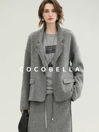 COCOBELLA 100% Wool Lined High Waist Pocket Side Zipper Straight Pencil Office Skirts