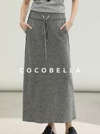 COCOBELLA 100% Wool Lined High Waist Pocket Side Zipper Straight Pencil Office Skirts