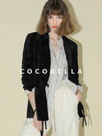 COCOBELLA 3D Embellished Pocket Straight Fit Commuter Blazer For Women Casual Jackets