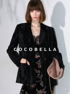 COCOBELLA 3D Embellished Pocket Straight Fit Commuter Blazer For Women Casual Jackets