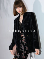 COCOBELLA 3D Embellished Pocket Straight Fit Commuter Blazer For Women Casual Jackets