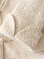 COCOBELLA 3D Embroidered Sequin Midlength Loose Office Almond White Padded Jackets