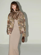 COCOBELLA 90% Down Double Faced Reversible Floral Print Straight Commuter Down Jackets
